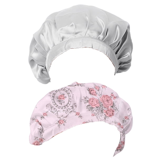 2 piezas de gorro de seda, gorro de seda para dormir por la noche, envoltura ajustable para el cabello para dormir