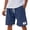 Navy, variant on LWavelet Men's Casual Shorts Summer Beach Solid Color Elastic Waist Drawstring Knee Length Breathable Linen Shorts,Black XL