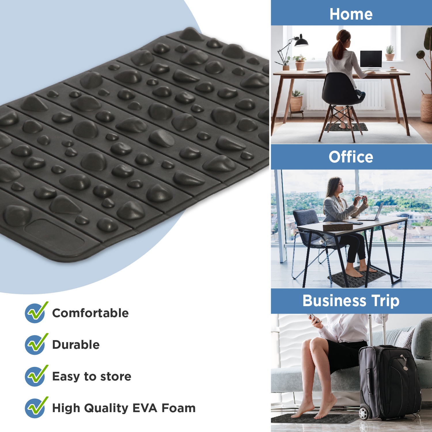 Foot Massager Mat | Relieve Foot Pain Plantar Fasciitis Heel Arch Pain & Stress - Travel Reflexology Mat