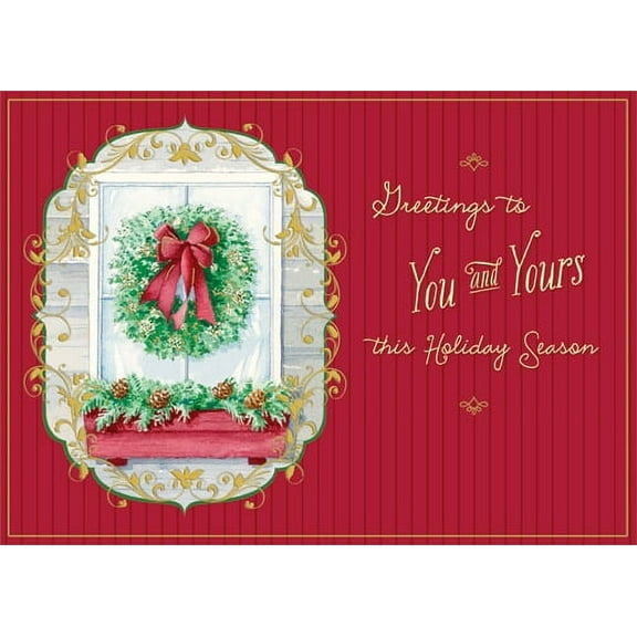 Designer Greetings Wreath on Window Christmas Card (1 card/1 envelope)