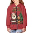 thumbnail image 5 of chaqlin Merry Christmas Hoodies for Girls Boys Santa Claus Zip Up Hoodie Kids Long Sleeve Hooded Sweatshirts Lightweight Loose Sports Jackets with Pocket, 5 of 7