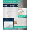 thumbnail image 4 of No Hook Shower Curtain with Snap in Liner, Abstract Blue and Grey Gradient Hotel Shower Curtains for Bathroom, Washable Shower Curtain Liner Set with Mesh Top Window, 36"x72", 4 of 6