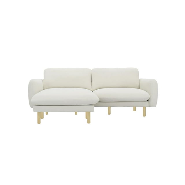 Get Set Style 86" Wide Convertible Sectional Sofa, Modern L Shape Couches with Left/Right Reversible Chaise, Mid-Century Sofa with Reversible Cushions (Off White)