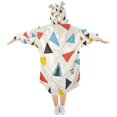 thumbnail image 2 of FORMRS Wearable Blanket Hoodie with Sleeves for Kids Cozy Flannel Sweatshirt, Beige Triangles, 2 of 7