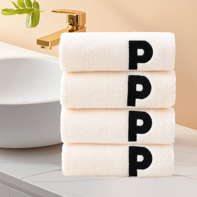 Danhjin Rideau de Douche Serviette 4 Pcs Bordure Europe et États-Unis Commerce Extérieur Serviette Absorbante pour Visage Sec