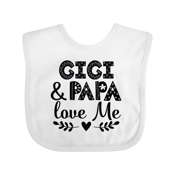 Inktastic Gigi and Papa Love Me Grandbaby Boys or Girls Baby Bib