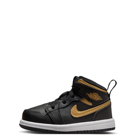 Jordan 1 Mid Baby/Toddler Shoes Size - 5 Black/Mettallic Gold-White