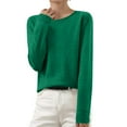 thumbnail image 2 of Crew Neck Knit Sweater Women Long Sleeve Cropped Fitted Pullover Top Casual Minimalist Basic Soft Knit Sweater Layering Shirt, 2 of 6