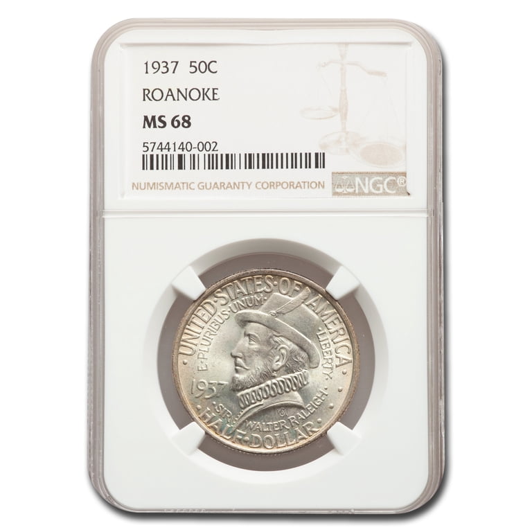 1937 Roanoke Commemorative Half Dollar MS-68 NGC - Walmart.com