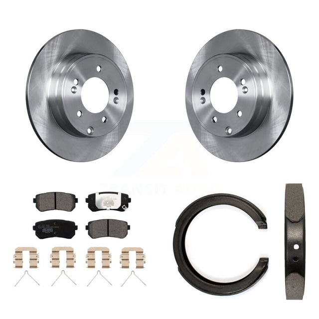 Transit Auto Rear Disc Rotors Ceramic Pads and Parking Brake Shoes Kit for Car Kia Optima with Manual K8T-105672