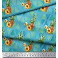 thumbnail image 3 of Soimoi Blue Viscose Chiffon Fabric Triangle & Pine Fruits Decor Fabric Printed Yard 42 Inch Wide, 3 of 5