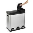 thumbnail image 4 of Step N’ Sort 60L 3-Compartment Trash & Recycling Bin – Triple Kitchen Waste System with Step Pedals, Stainless Steel Garbage, Recycling & Compost Sorter with Removable Bins, 4 of 9