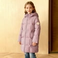 thumbnail image 4 of SuTry Kids Long Coat Down Jacket Thickened Warm Hooded Windproof Fall Winter Plush Lined Outerwear for Children 4-12 Years(Pink,5-6 Years), 4 of 9