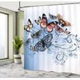 thumbnail image 4 of Ambesonne Butterfly Shower Curtain, Vintage Monarch Damask, 69"Wx75"L, Azure Blue, 4 of 4