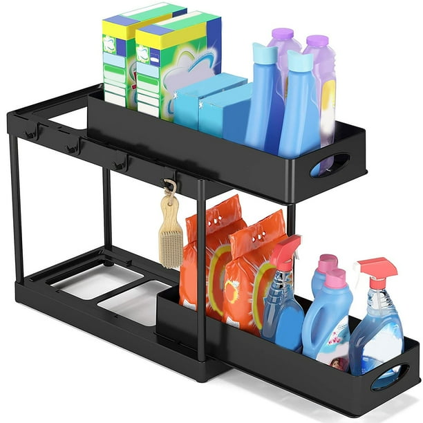 Under Sink Organizer 2tier Sliding Storage Drawer with Sliding Pull