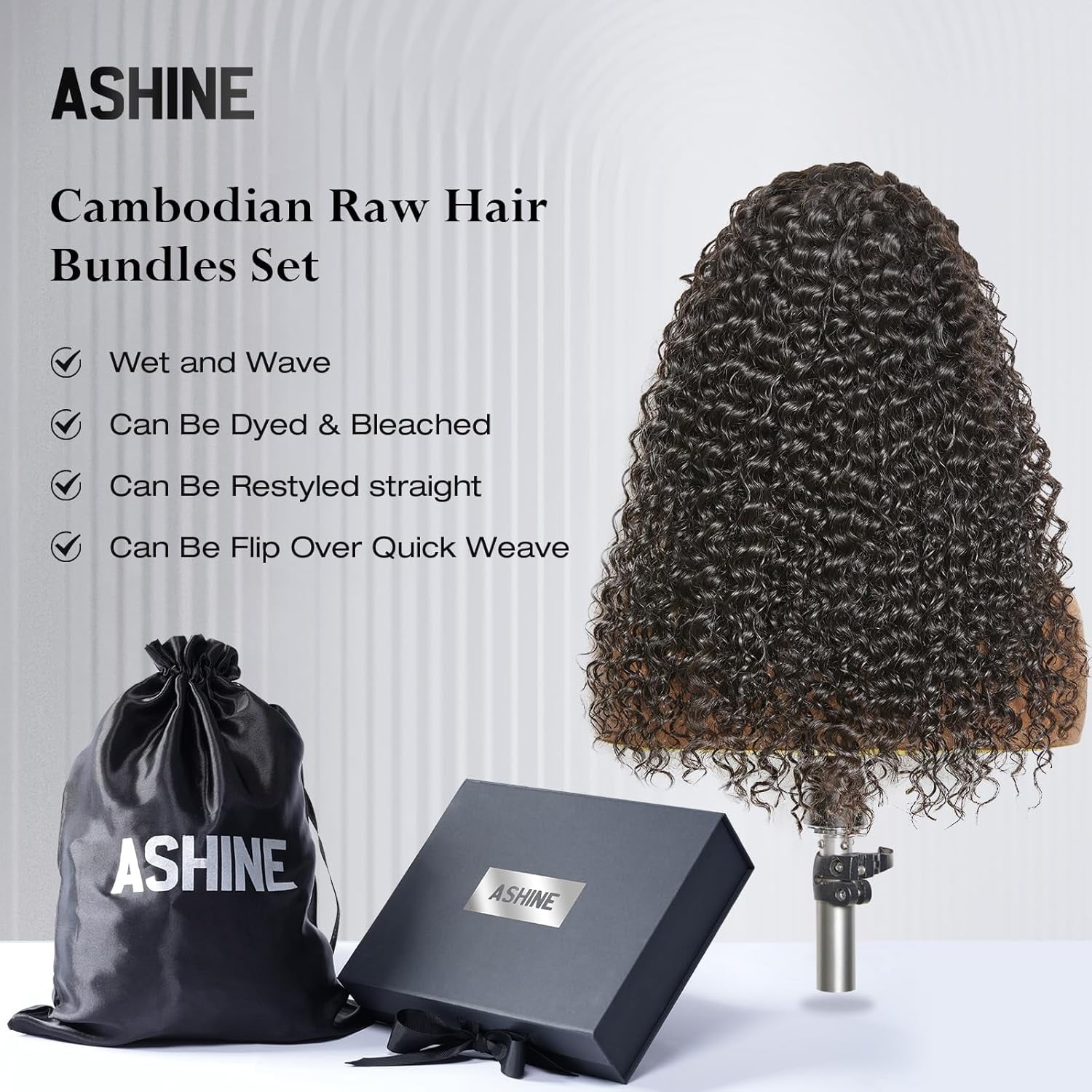 ASHINE 26 28 30 inch Raw Human Hair Bundles Deep Curly Unprocessed Cambodian Flip Over Quick Weave for Women Natural Black 3 pcs Bundles