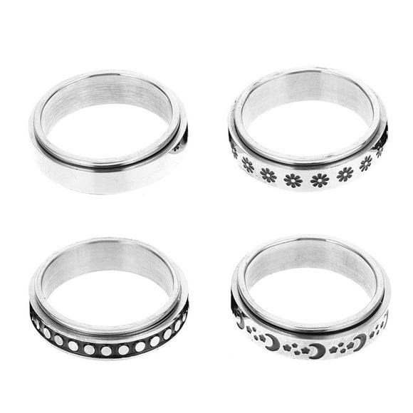 Miangastore Jewelry Rings Titanium Steel 4Pcs 0.2In