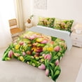 thumbnail image 2 of Erosebridal Cute Cartoon Gnome Queen Comforter Set,Pink Yellow Tulip Flowers Bedding Comforter Set For Kids Girls ,Reversible Gray 3-Piece, 2 of 7