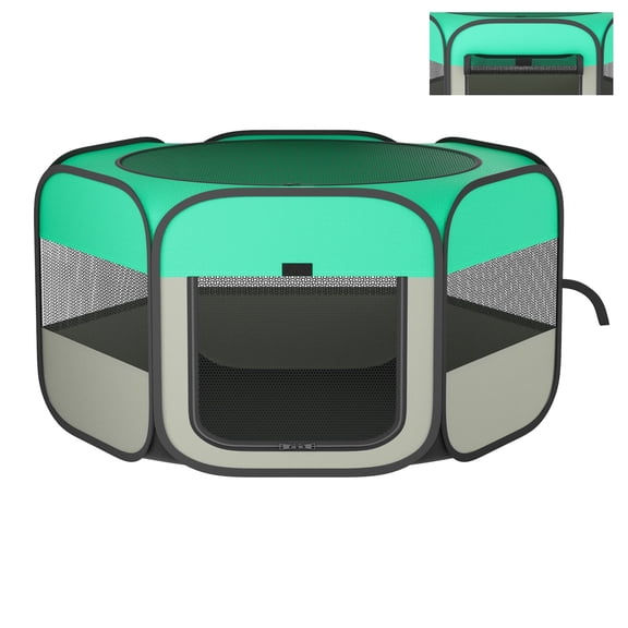 MAXLAPTER Pet Playpen for Dogs, 44.88" Portable Dog Playpen, Foldable 600D Oxford Pet Tent with Removable Top, Zipper Door, Carry Bag and Collapsible Bowl for Indoor Outdoor Travel, Blue