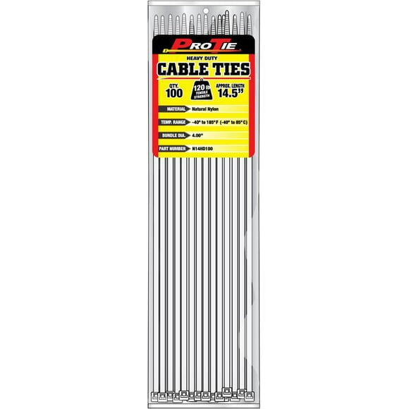 Pro Tie N14HD100 14.5-Inch Heavy Duty Standard Cable Tie, Natural Nylon, 100-Pack
