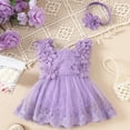thumbnail image 2 of Gvdentm Kid Set Summer Clothes Princess Outfits Lace Romper Skirt Dress Sleeveless Flower Outfit(Purple,6-12 Months), 2 of 6