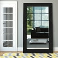 thumbnail image 2 of Empire Art Direct Black on Black Metallic Shagreen Leather Framed Beveled Mirror, 80" x 48", 2 of 5