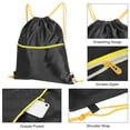 thumbnail image 4 of Uxcell Drawstring Backpack Bags Drawstring Gym Bag with W Zipper Side Pockets for Women Men Black, 4 of 5