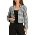 thumbnail image 1 of Chaqueta de solapa para mujer INSPIRE CHIC, blazer casual de manga larga para oficina, talla XL, blanco y negro, 1 of 5