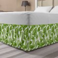 thumbnail image 1 of Exotic Bed Skirt, Repeating Tropical Forest Themed Pattern of Summer Season Nature Leaves, Elastic Bedskirt Dust Ruffle Wrap Around for Bedding Decor, 4 Sizes, White and Fern Green, by Ambesonne, 1 of 2