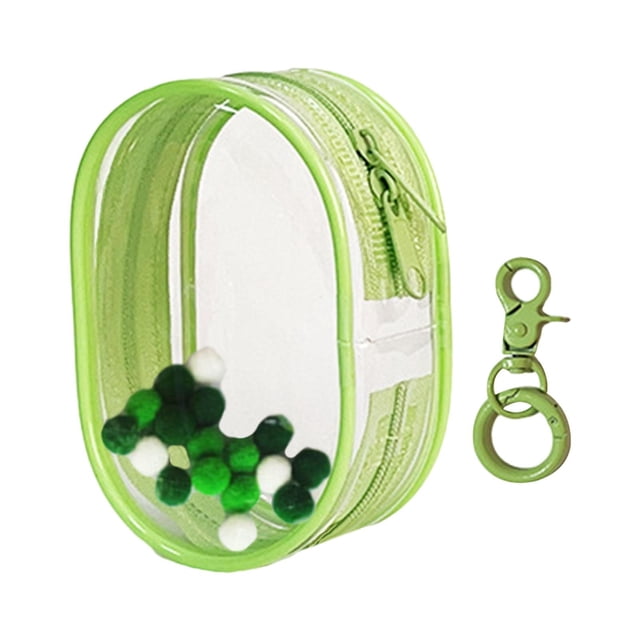 Estuche de transporte CUTICAT PVC transparente para muñecas con llavero y bolas suaves Ronda verde
