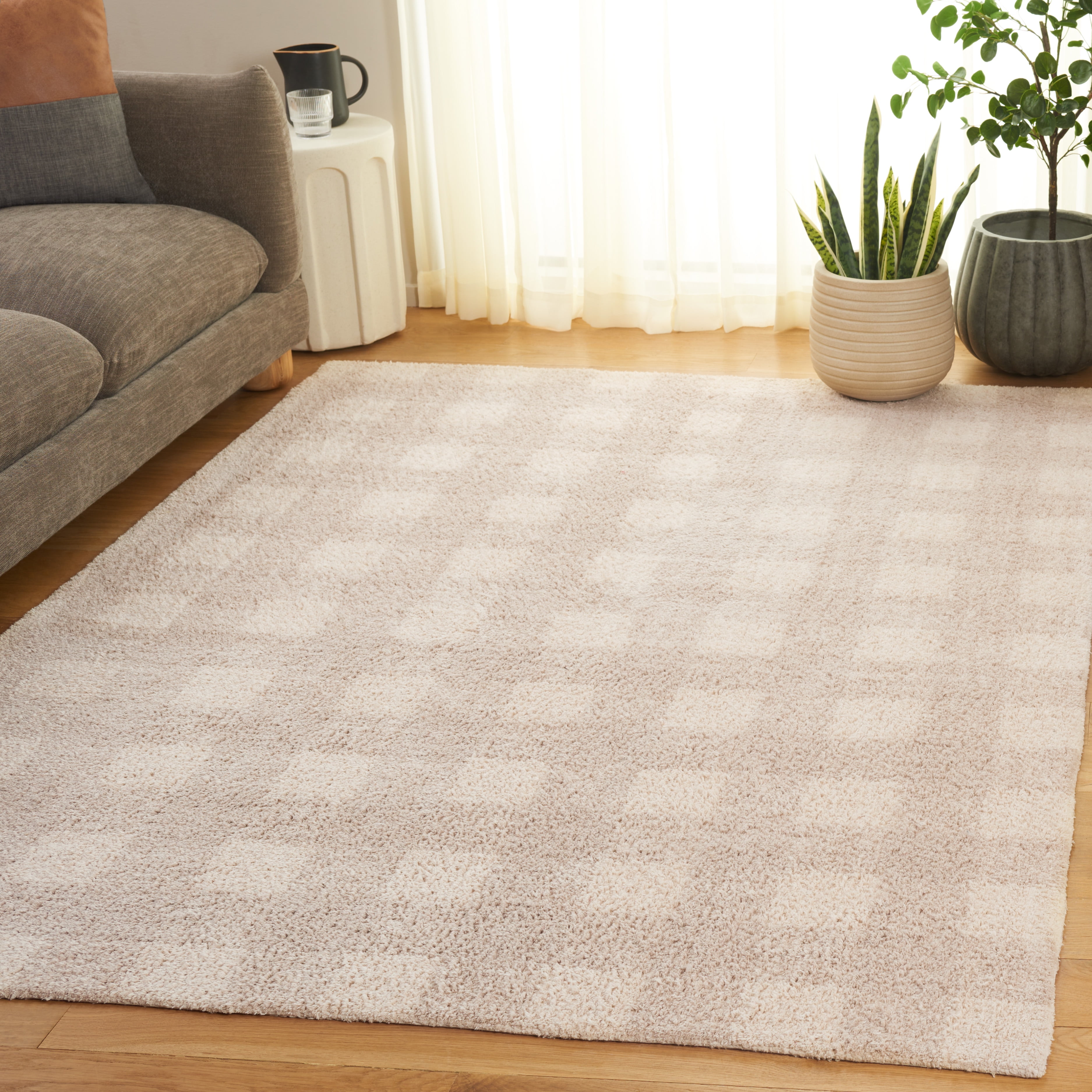SAFAVIEH Easy Care Maggie Plaid Area Rug, Ivory/Beige, 5' x 8'