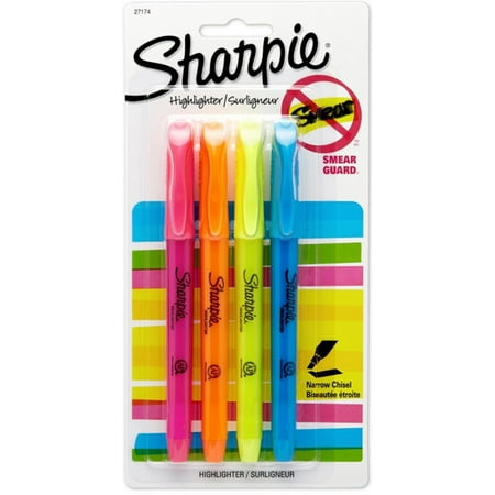 Sharpie Accent Pocket-Style Highlighters, Assorted 4 ea (Pack of