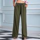 thumbnail image 3 of Women Plain Drawstring Waist Straight Leg Casual Pants Trousers Summer, 3 of 5