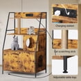 thumbnail image 4 of Cat Litter Box Enclosure Furniture, Hidden Cat House with Storage Shelves & Charging Station, 2-Tier Indoor Cat Litter Cabinet with Sisal Scratching Area, Large 46.5"H for Bedroom Living Room Laundry, 4 of 6