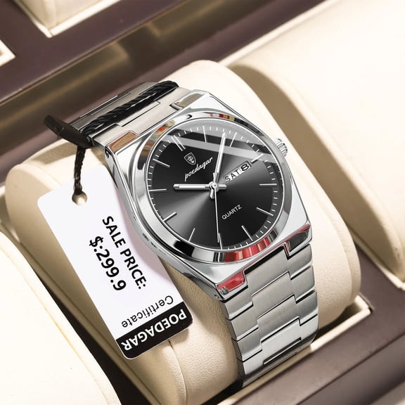 POEDAGAR Luxury Watch For Man Waterproof Luminous Date Week Stainless Steel Men Watch Casual Quartz Men's Watches Male Watch
