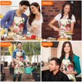 thumbnail image 7 of Pioneer Flower Floral Print Pattern Apron-Garden Aprons for Women with Pockets-Cotton Linen Waterproof Kitchen Cooking Gardening Aprons Adjustable for Kitchen,Cooking,BBQ and Salon 33x27 Inch, 7 of 7