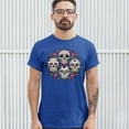 thumbnail image 3 of Tee Hunt Day of The Dead Floral Sugar Skulls T-Shirt Dia de Los Muertos Men's Tee, Blue, XX-Large, 3 of 5