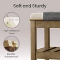 thumbnail image 3 of LEDREM Upholstered End of Bed Bench with Storage Shelf, Solid Wood Frame Window Seat with Tufted Cushion, for Living Room, Bedroom, Slate Gray, 3 of 6