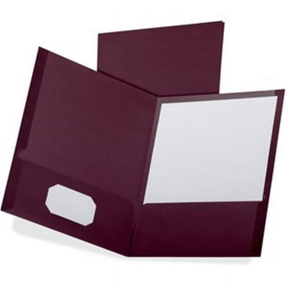 Oxford OXF53441 Linen Textured Twin Pocket Portfolio Folder, Burgundy