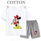 thumbnail image 3 of Conjunto de pantalones cortos de manga corta de verano para niños, camiseta de dibujos animados de Disney Mickey y pantalones, conjunto de 2 piezas, ropa linda para niñas y niños pequeños, 3 of 5
