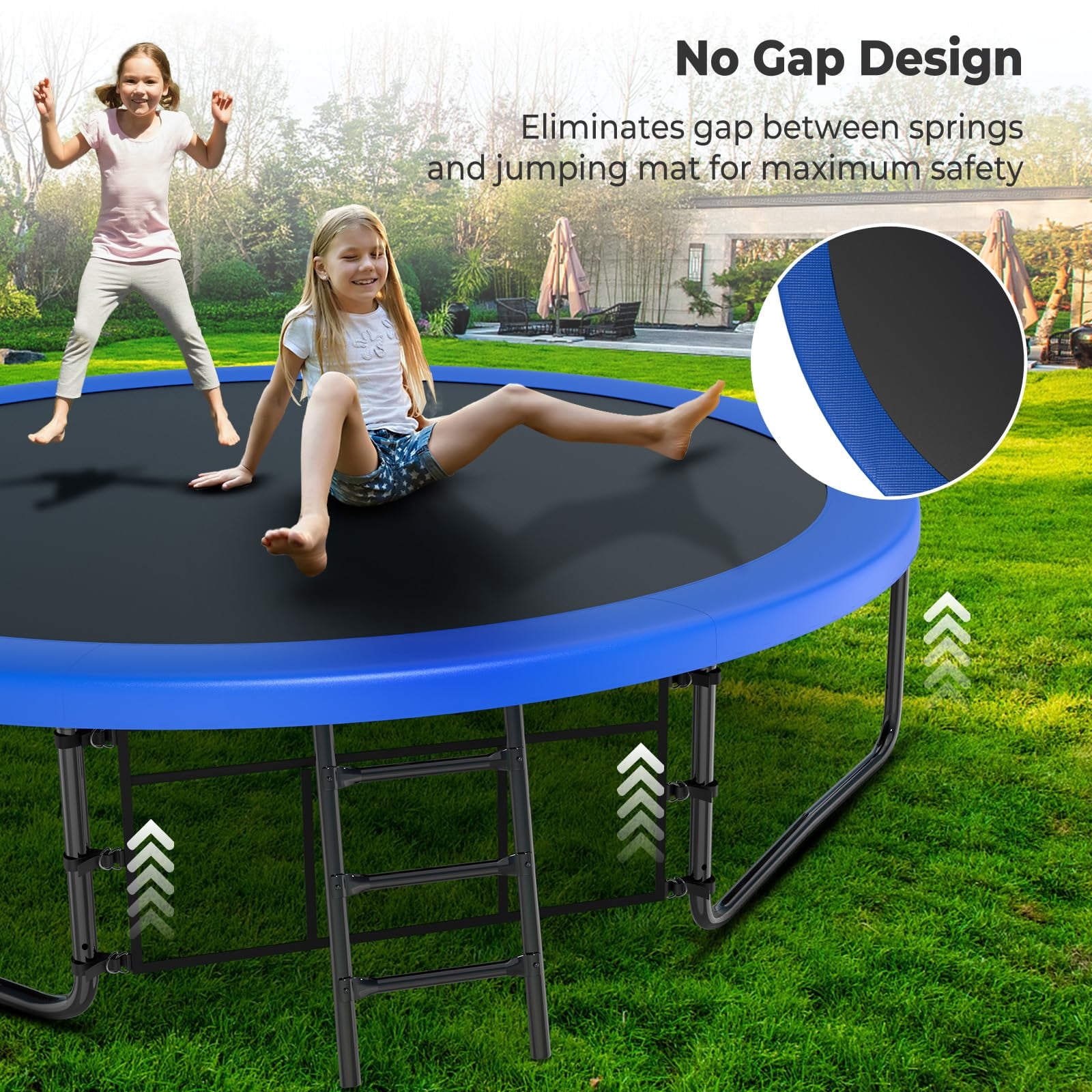 JOYFULIN Trampoline, 12FT Trampoline for 1-2 Adults or 4-5 Kids, 1200LBS Trampoline with Enclosure, Basketball Hoop, Shoes Bags, Galvanized Full Spray Outdoor Recreational Round Trampolines