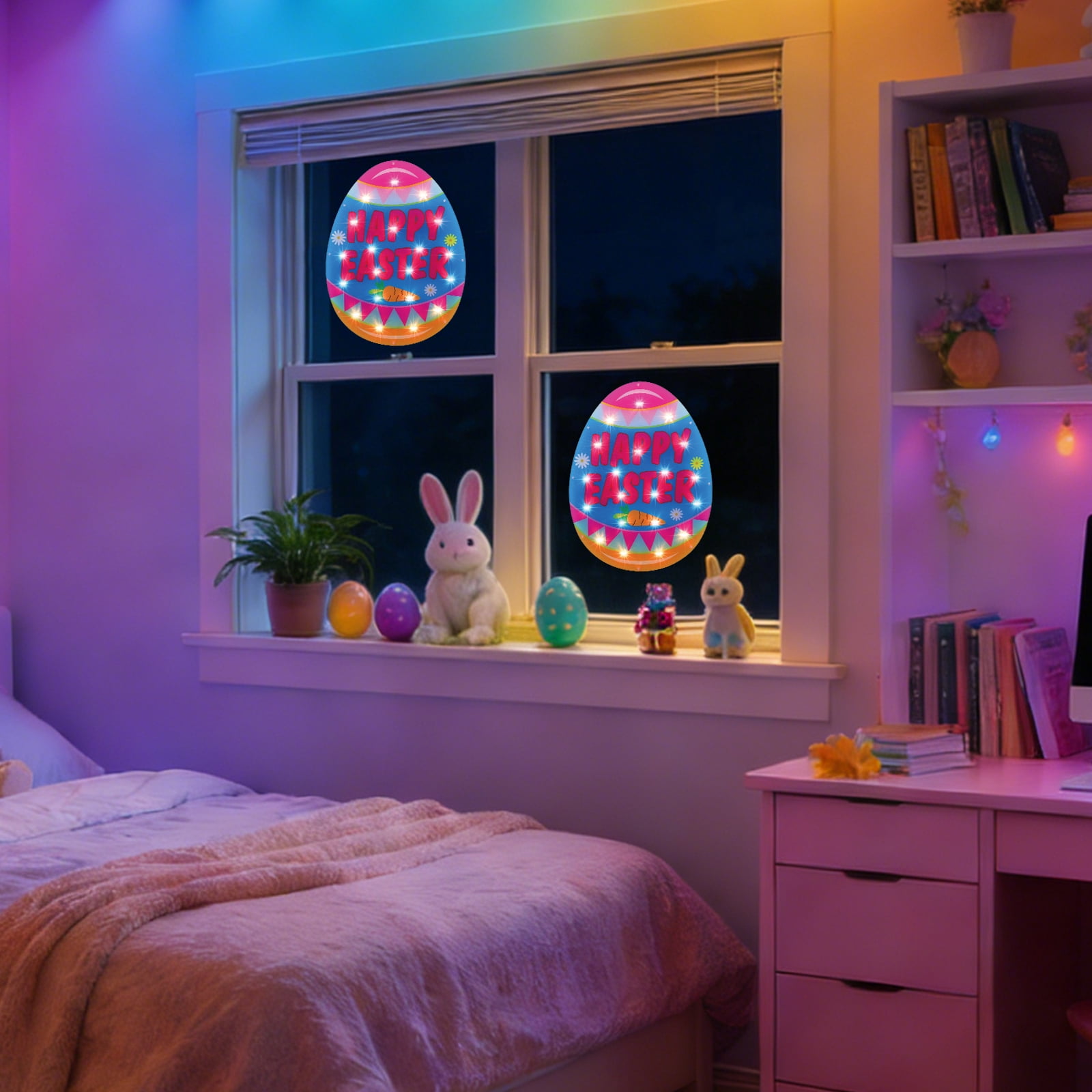 Waterproof Light Up Easter Egg String Lights, Indoor Outdoor Easter Decor for Window, Party and Garden