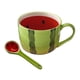 thumbnail image 1 of Taza de cerámica con forma de sandía y cuchara para el desayuno en casa, taza para café con leche, 1 of 8