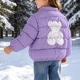 thumbnail image 6 of Luvrsol Toddler Girls Stand Collar Quilted Puffer Jacket Full Zip Lightweight Padded Kids Outer Coat, Purple 90, 6 of 6