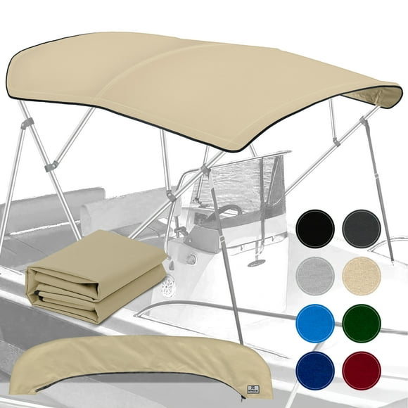 KNOX Universal 4 Bow Bimini Top Replacement Canvas, Bimini Top Canvas Only with Zip-On Storage Boot, 600D Marine Grade, Waterproof, Fadeproof Sun Shade Boat Canopy, No Frame, 67-72"W, Sand