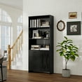 thumbnail image 4 of 71" Tall 6-Tier Bookshelf with Door & 3 Drawers – Modern Storage Bookcase for Living Room, Office, Study, 4 of 9
