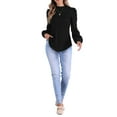 thumbnail image 2 of INSPIRE CHIC Long Sleeve Tunic Tops for Women's Mock Neck Puff Sleeve Casual Blouse, 2 of 5