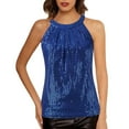 thumbnail image 1 of Playeras,Blusas y Tops,Ropa para Mujer Cultivo sin espalda Tank Top Tops de lentejuelas para mujer, sin mangas, camisola sin mangas, camiseta de chaleco de cóctel para fiesta y club (Blue, M), 1 of 7