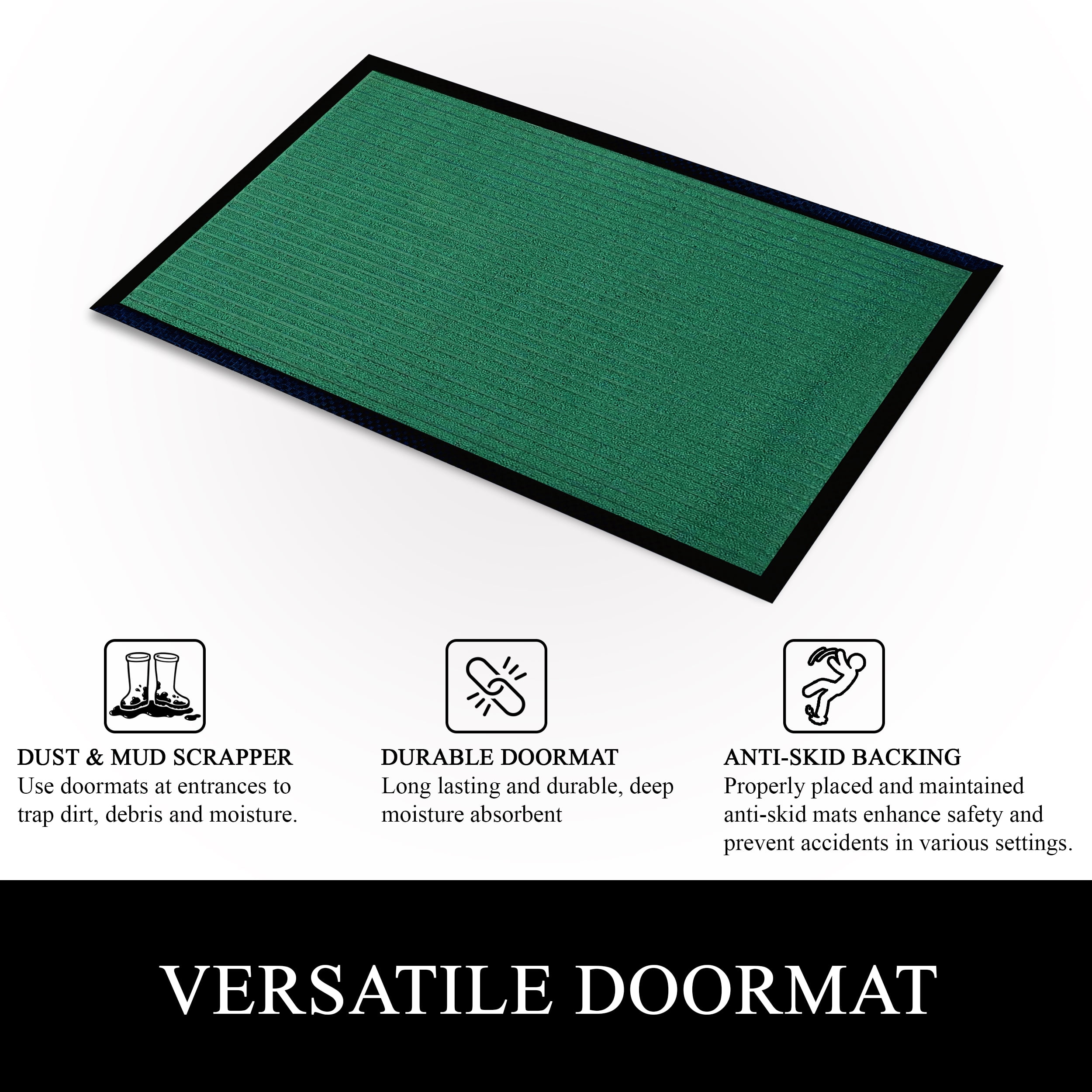 A1HC Indoor Outdoor Mat, Front and Back Entrance Welcome Mats, Large Front Door Patio Mats 47X71 Inches, Non-Slip Easy Clean Entrance Washable Large Size Doormats, Green
