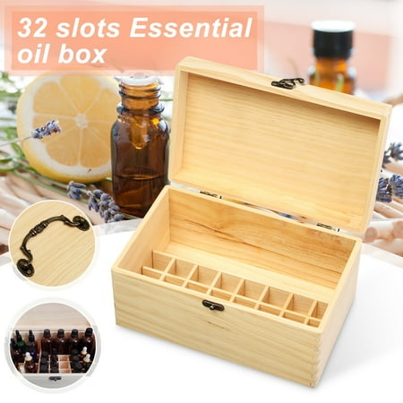 Wooden Gift Box 32 Slots Essential Oil Wooden Box Storage Case Container Organizer Holds Xmas Gift ()
